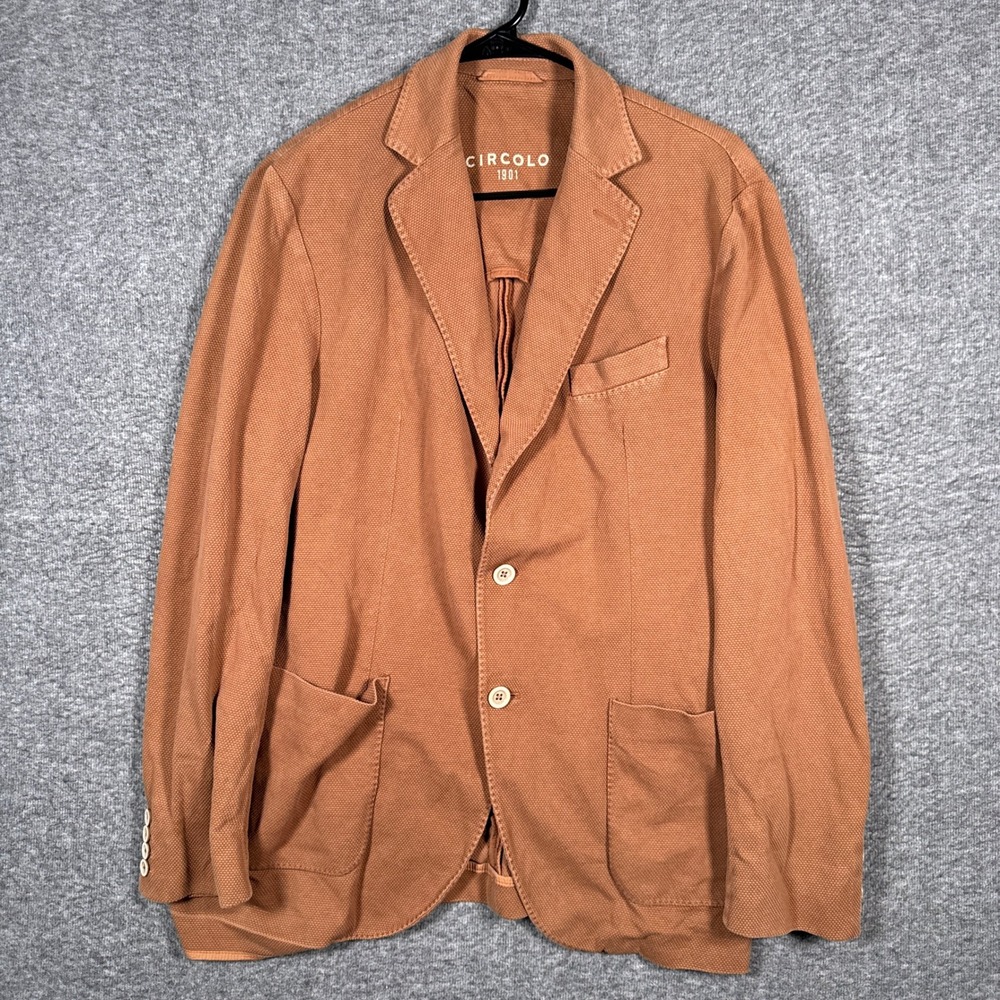 Circolo 1901 Blazer Mens 54IT(44) Orange Unstructured Textured Sport Coat Jacket
